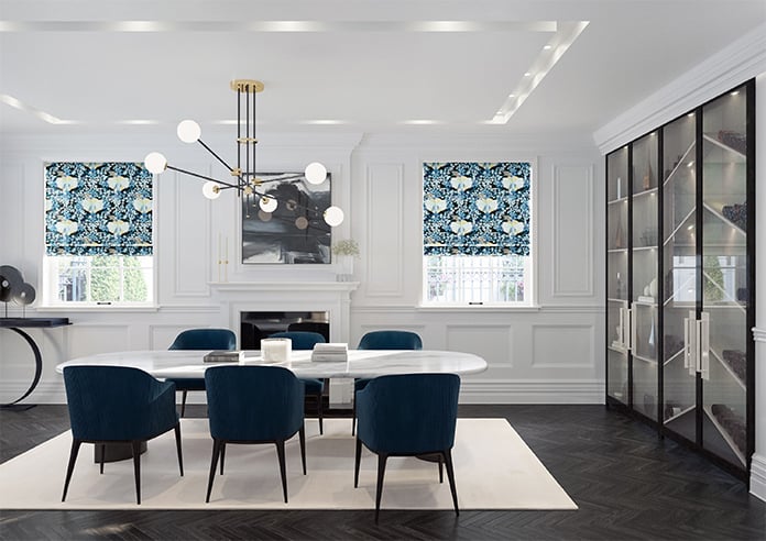 Faded Glamour, China Blue Black - Motorised Roman Blind - Image 8